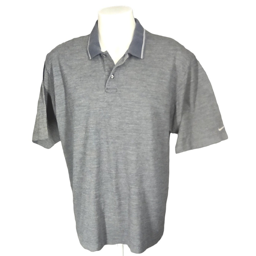 Nike Golf Polo Shirt XL Athleisure Gorp Core Retro Gray Short Sleeve Striped XL